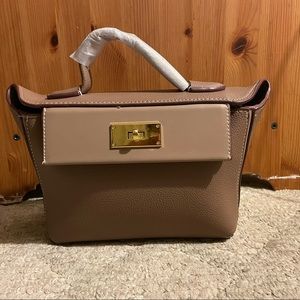 H designer luxury inspired handbag purse crossbody bag strap beige faux leather